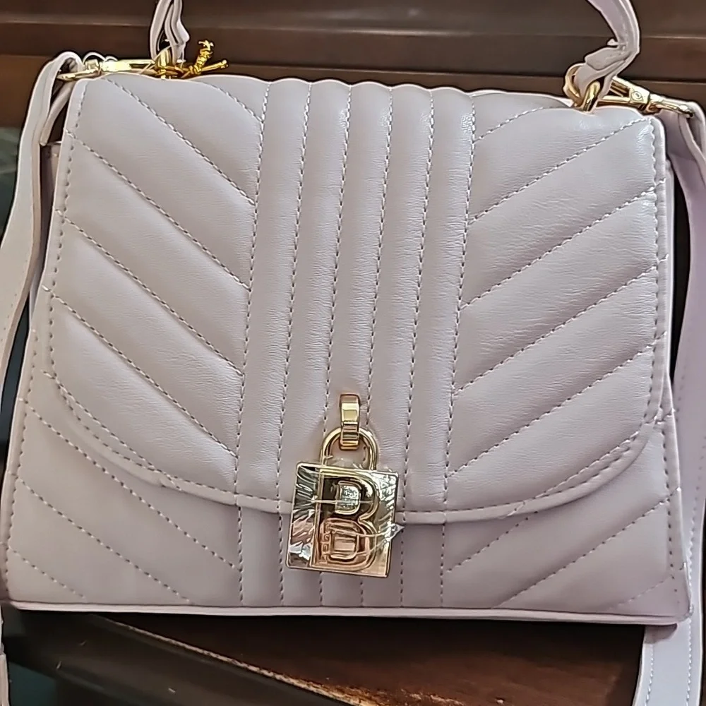 NWT Bebe Purse Aerin Top Handle Satchel Faux Leather Crossbody Pink Bag